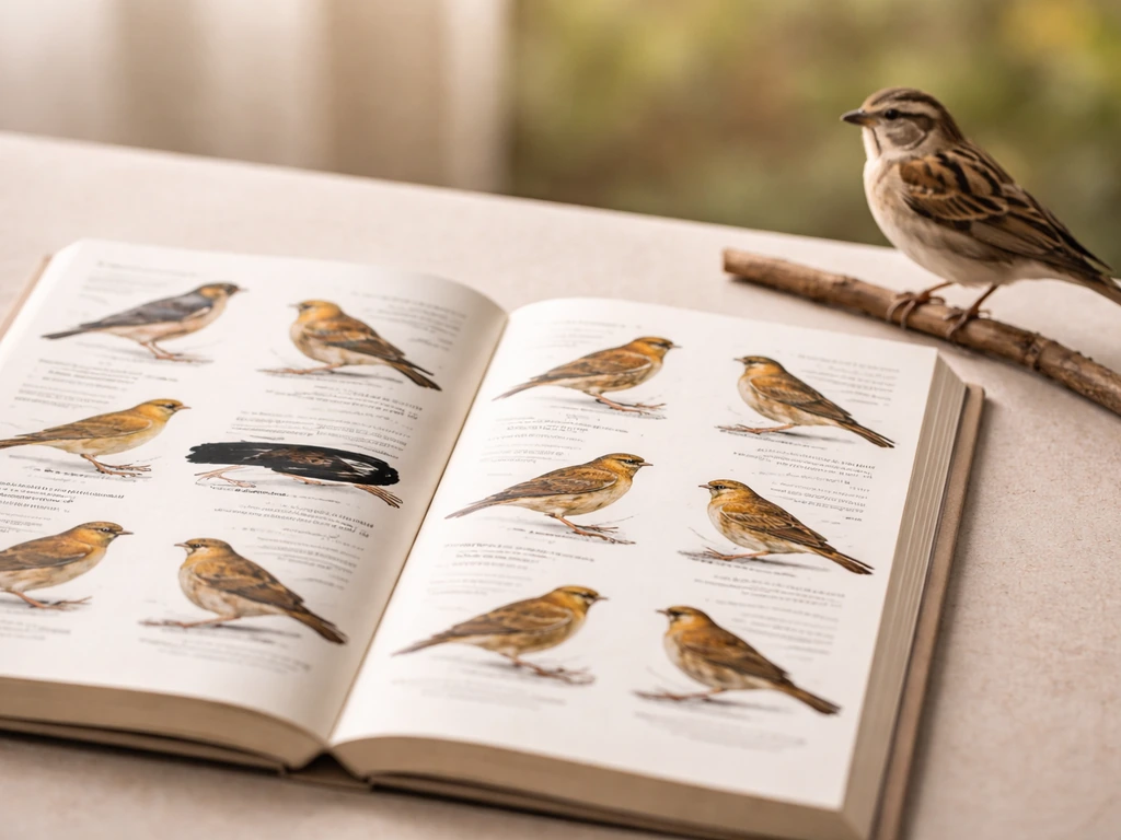 Minimal hero showing bird guide pages with an outdated name crossed out and an inclusive alternative beside a perched bi