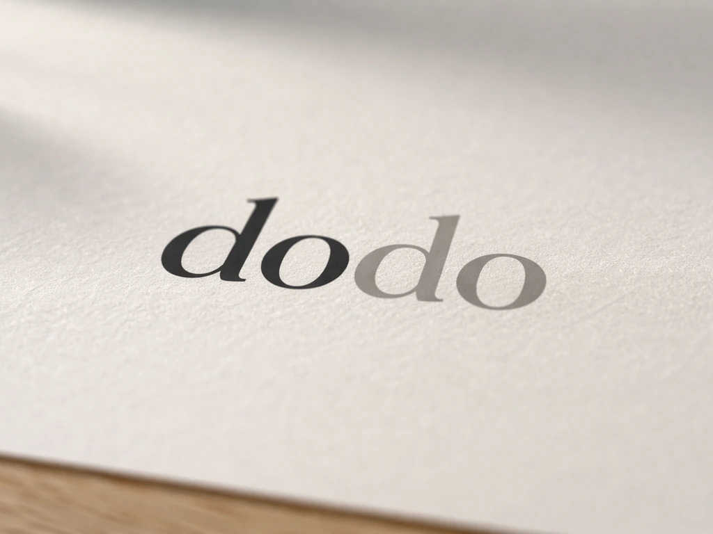 Close-up showing the pronunciation rhythm DOH-doh with first syllable emphasized, in a clean minimal typographic scene.