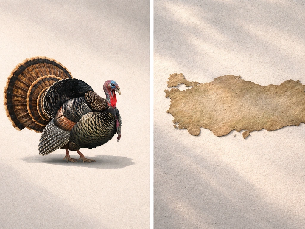 Split image showing a turkey bird silhouette on one side and a Turkey map outline on the other.